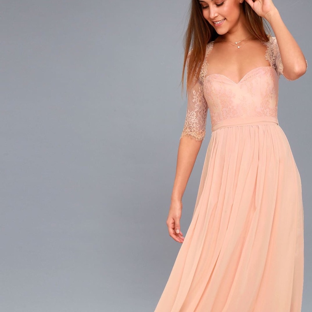 New BLUSH PINK LACE MAXI DRESS